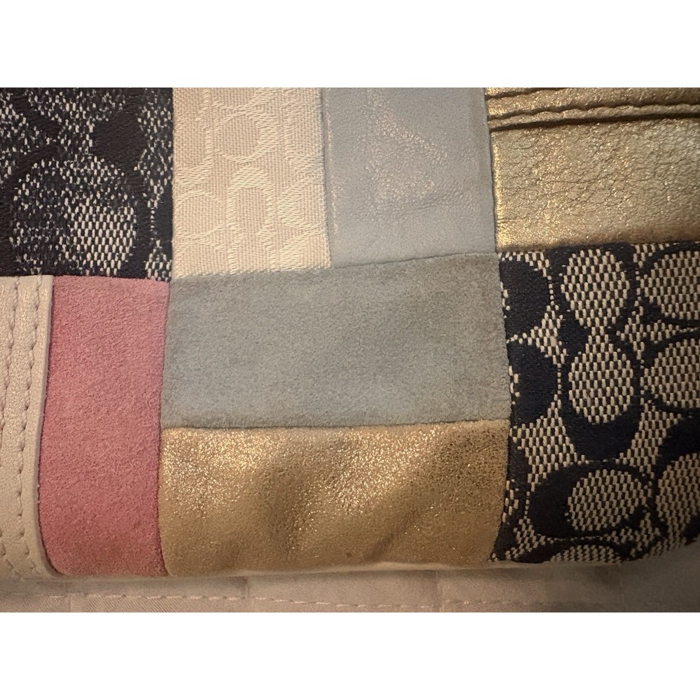 VTG Coach Patchwork Crossbody Y2K Signature C Leather Metallic Suede - Picture 16 of 16